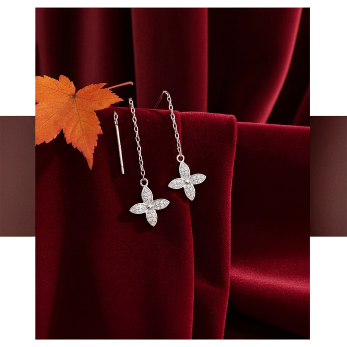 Cercei Fir cu cruciulita din argint Sterling 925 cu diamante simulate [2]