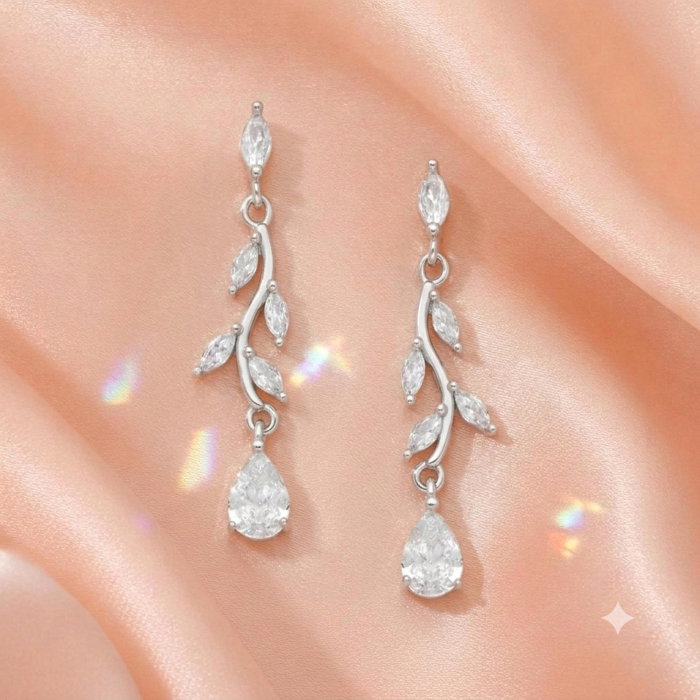 Cercei Flori din argint Sterling 925 cu diamante simulate [1]