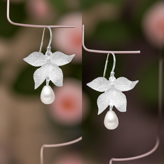 Cercei Frunza din argint Sterling 925 cu perle de apa dulce [6]