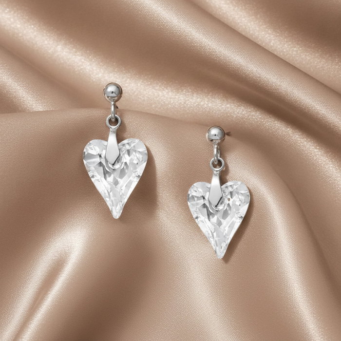 Cercei  Inima din argint Sterling 925 cu un cristal fin austriac [2]