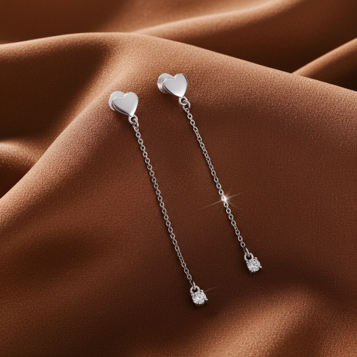 Cercei Inimioara din argint Sterling 925 cu diamante simulate [3]