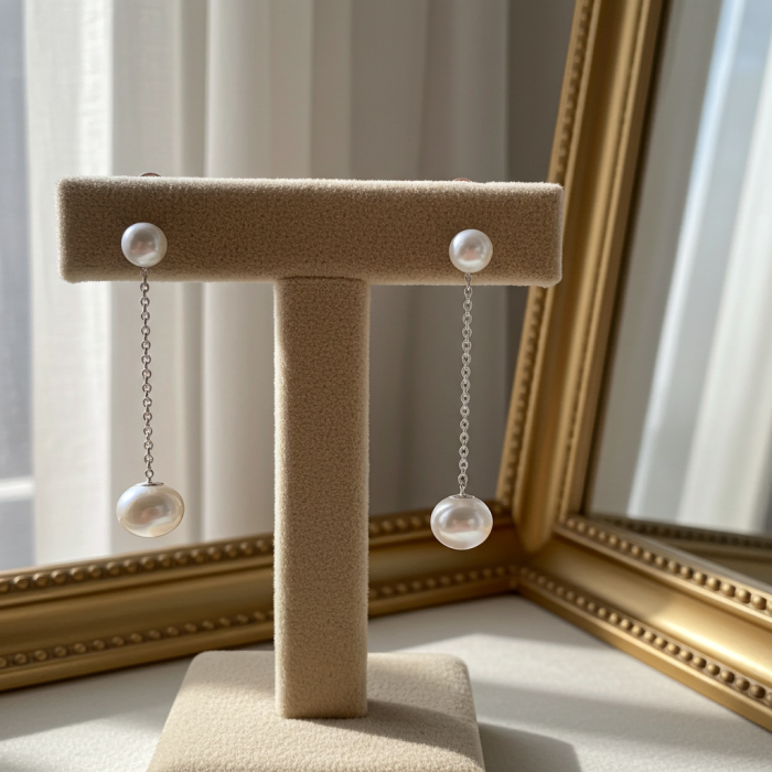 Cercei Lant din argint Sterling 925 cu perle de apa dulce [4]