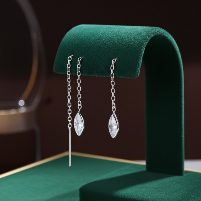 Cercei Lant din argint Sterling 925 cu un diamant simulat [4]