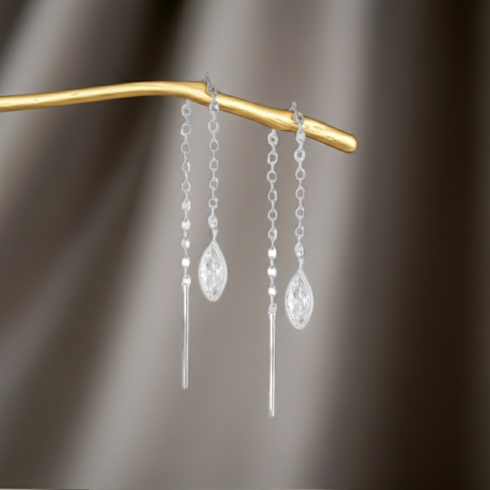 Cercei Lant din argint Sterling 925 cu un diamant simulat [2]