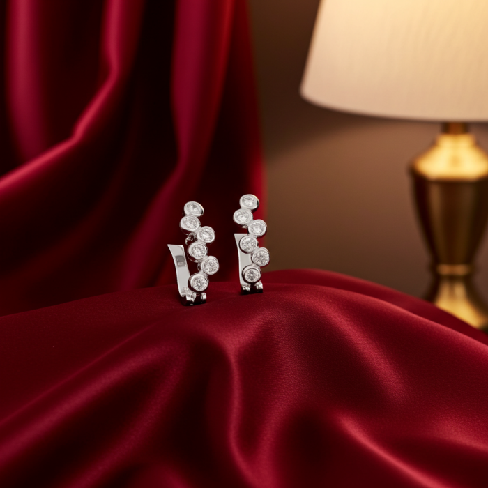 Cercei Omega din argint Sterling 925 cu diamante simulate [3]