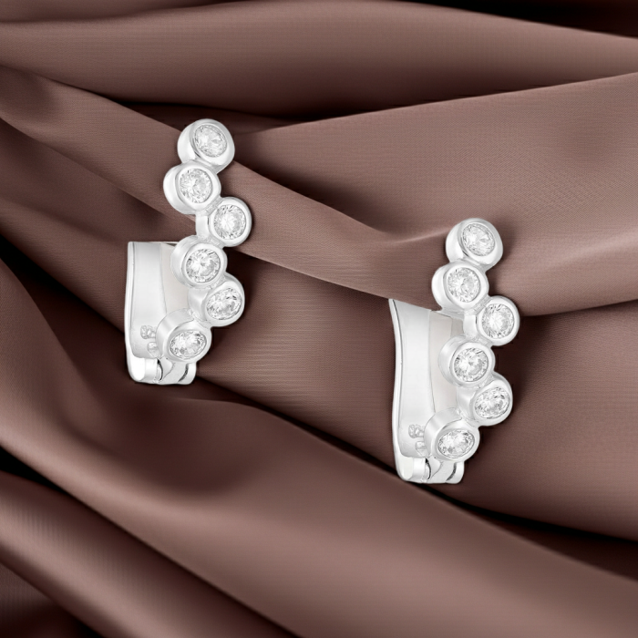 Cercei Omega din argint Sterling 925 cu diamante simulate [2]