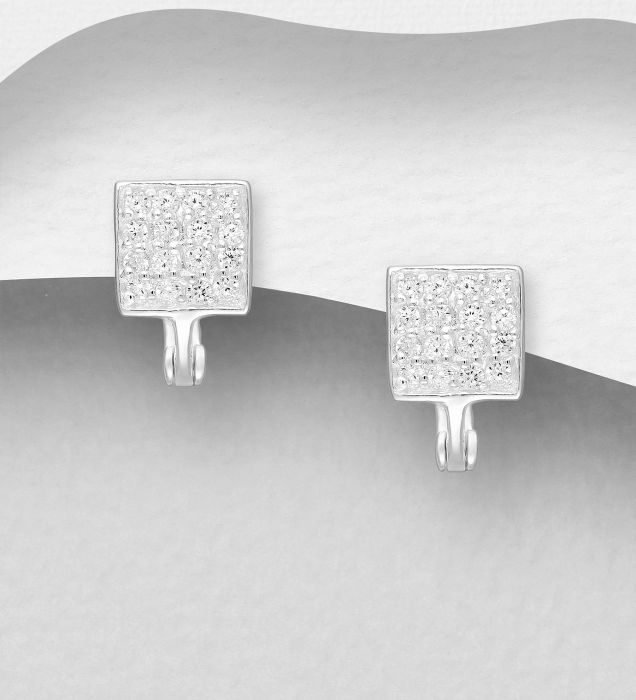 Cercei Patrati din argint Sterling 925 cu diamante simulate [1]