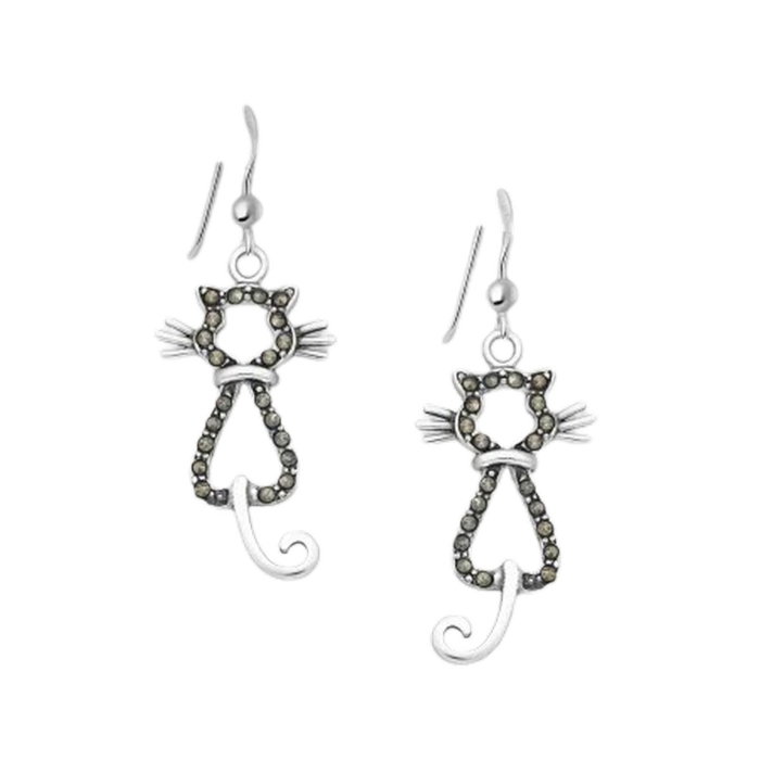 Cercei pisicuțe din argint 925 cu marcasite un cadou elegant si expresiv [1]
