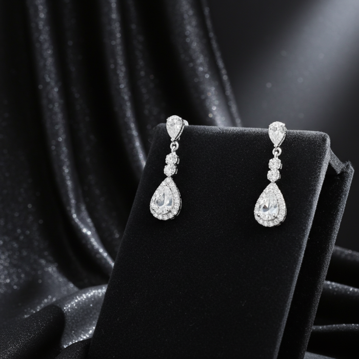 Cercei Push-Back din argint Sterling 925 cu diamante simulate [3]