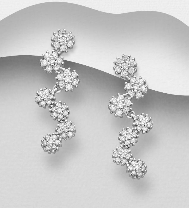 Cercei Flori de Gheata din argint Sterling 925 cu diamante simulate [1]