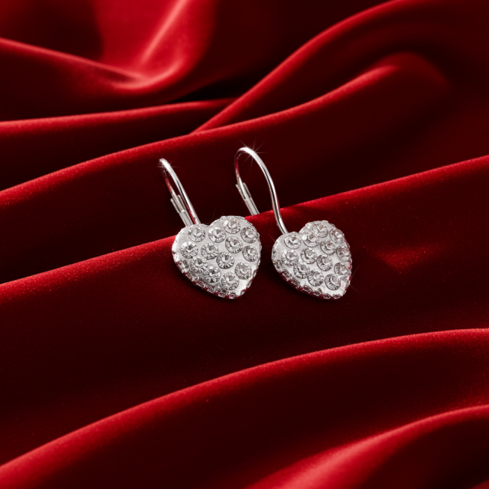 Cercei tip inima din argint Sterling 925 cu cristale de sticla [2]