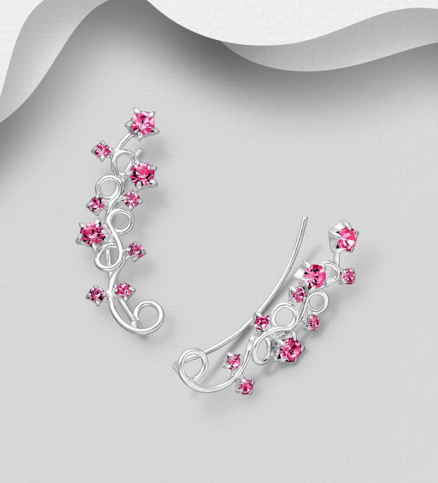 Cerceii Agrafa din argint Sterling 925 cu cristale din sticla [1]
