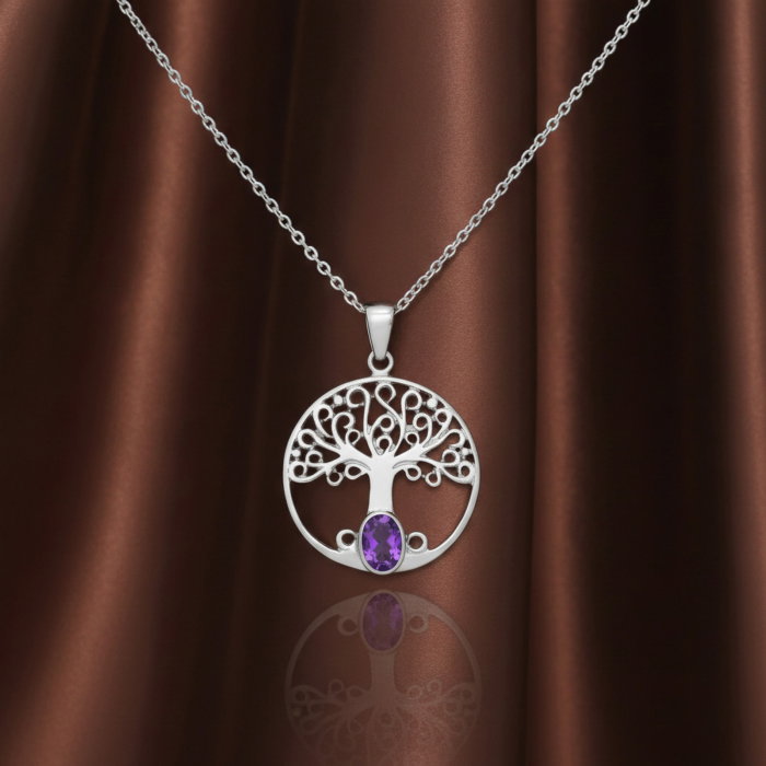 Colier Arborele Cosmic din argint 925 decorat cu ametist [6]