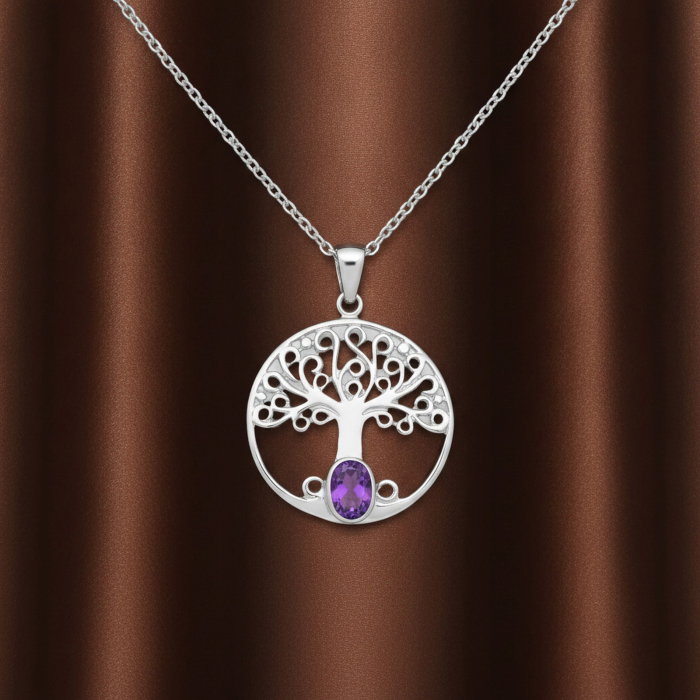 Colier Arborele Cosmic din argint 925 decorat cu ametist [9]