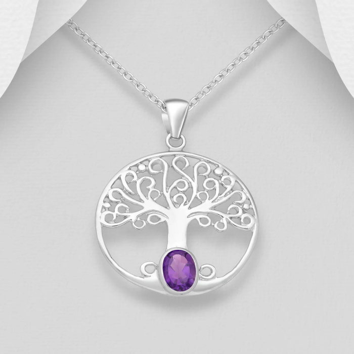 Colier Arborele Cosmic din argint 925 decorat cu ametist [8]