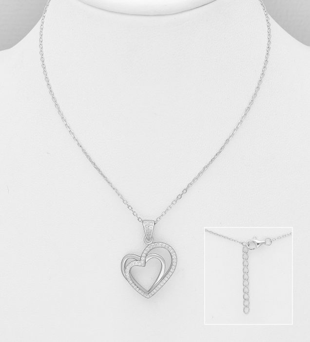 Colier cu inimioare din argint Sterling 925 cu diamante simulate [1]