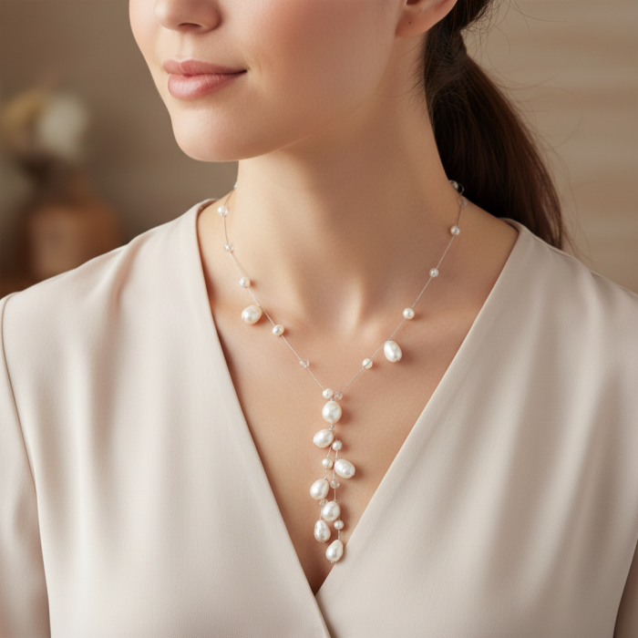 Colier cu margele din sticla si perle de apa dulce [4]