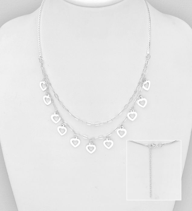 Colier dublu cu inimioare din argint Sterling 925 [1]