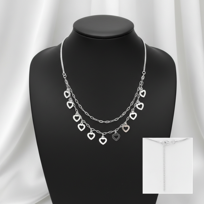Colier dublu cu inimioare din argint Sterling 925 [1]