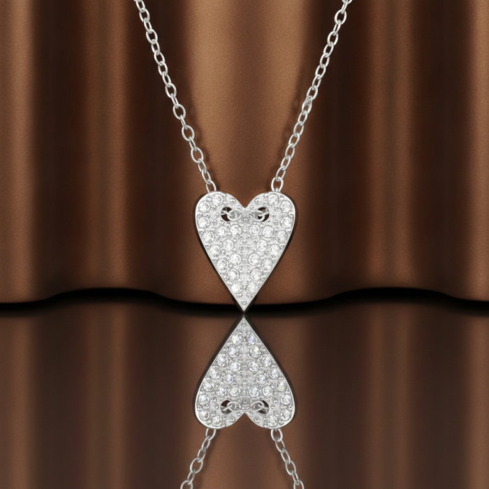Colier Inima Ascutita din Argint Sterling 925 cu diamante simulate [5]