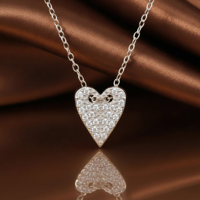 Colier Inima Ascutita din Argint Sterling 925 cu diamante simulate [7]