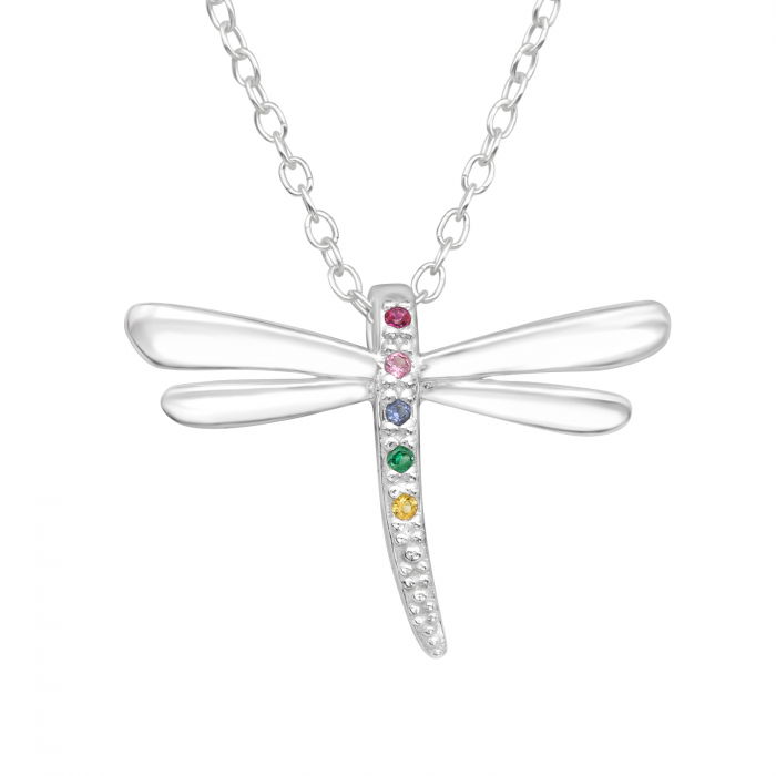 Colier Libelula din Argint Sterling 925 decorat cu pietre colorate [1]