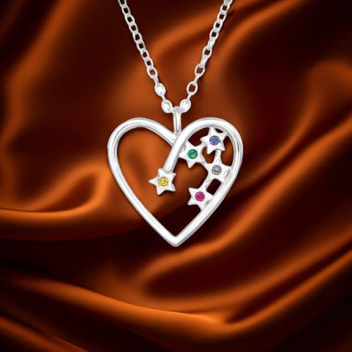 Colier Inima Multicolora din Argint Sterling 925 cu diamante simulate [1]