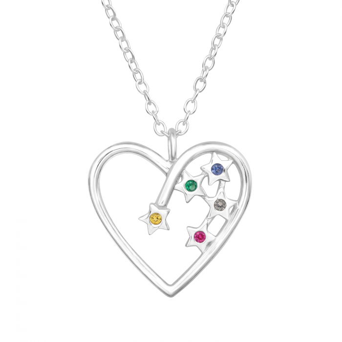Colier Inima Multicolora din Argint Sterling 925 cu diamante simulate [1]