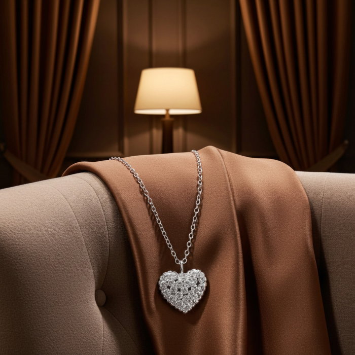 Colier Inima Plina din Argint Sterling 925 cu cristale [5]