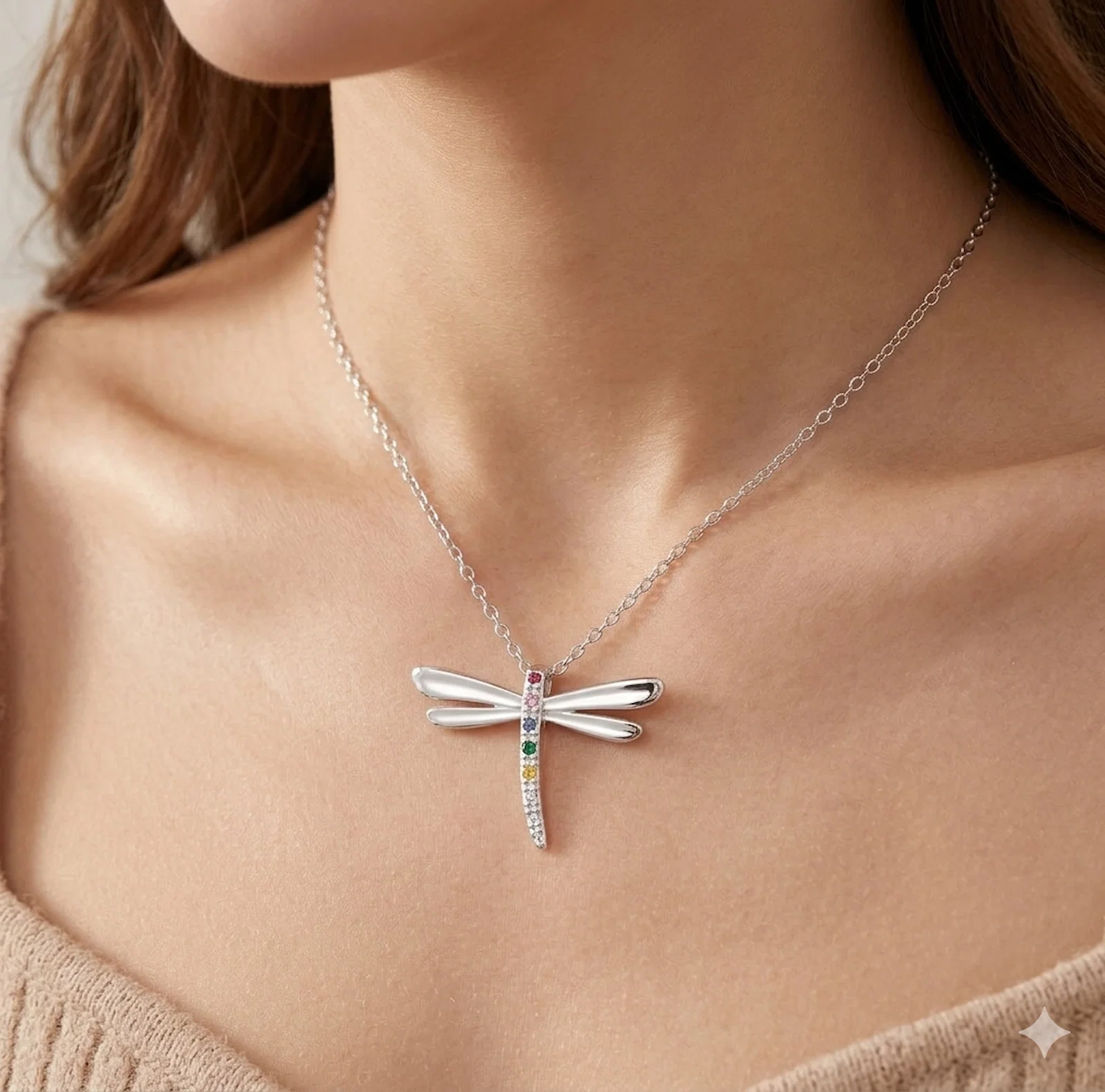 Colier Libelula din Argint Sterling 925 decorat cu pietre colorate [3]