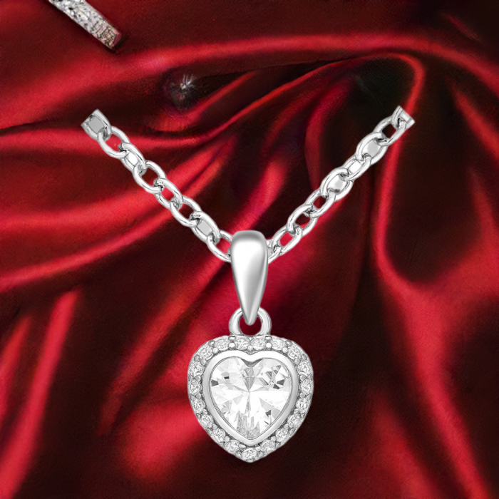 Colier Mini Inimioara din argint Sterling 925 cu diamante simulate [1]