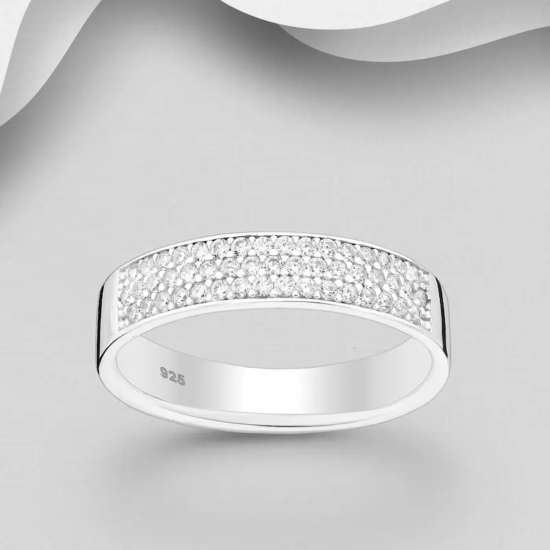 Inel Banda din argint Sterling 925 cu diamante simulate [1]