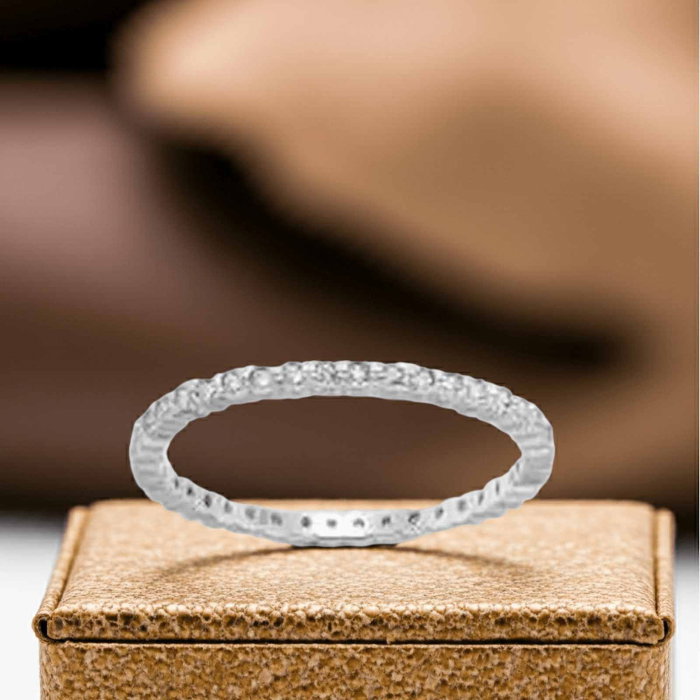 Inel Banda subtire din argint Sterling 925 cu diamante simulate [5]