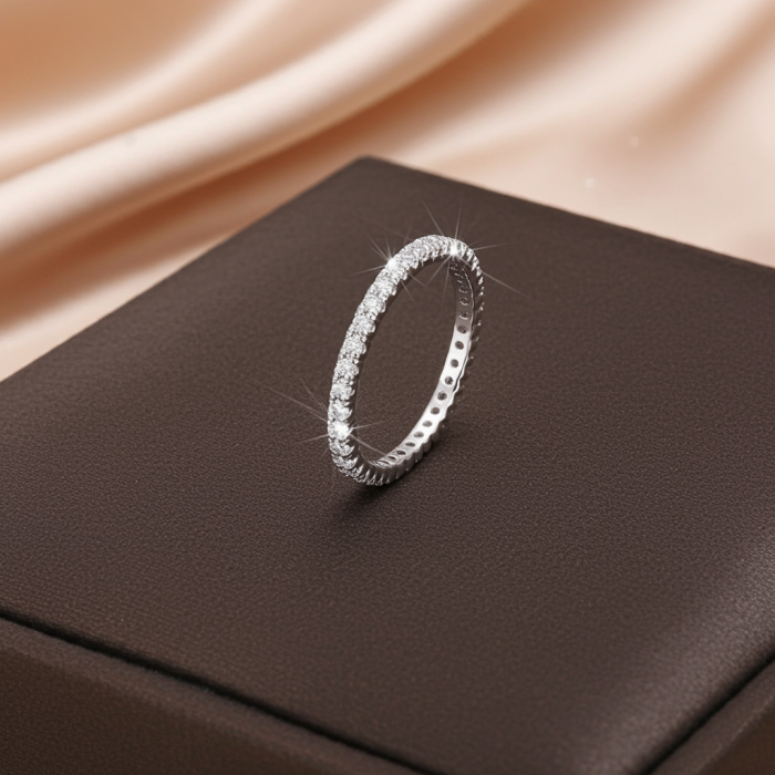 Inel Banda subtire din argint Sterling 925 cu diamante simulate [1]