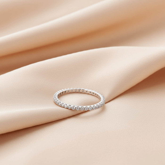 Inel Banda subtire din argint Sterling 925 cu diamante simulate [6]