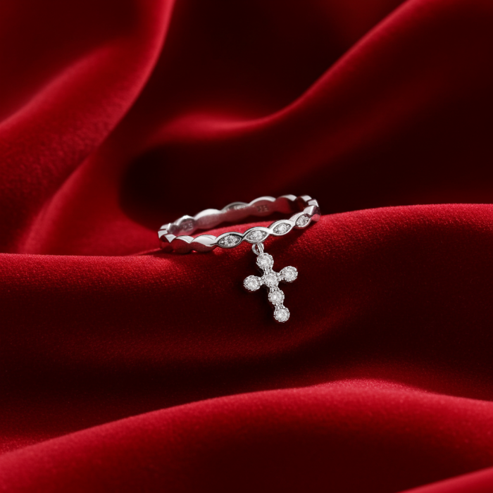 Inel Cruciulita din argint Sterling 925 cu diamante simulate [4]