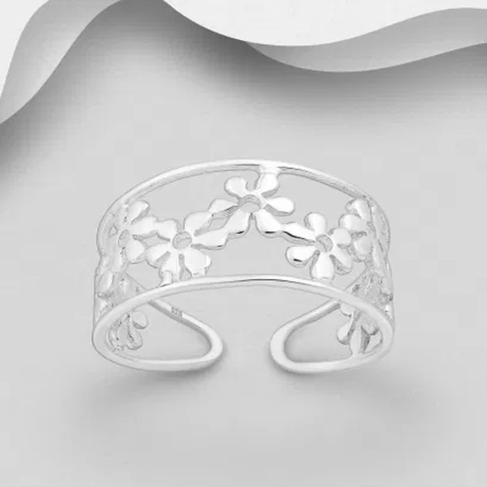 Inel cu Flori reglabil din argint Sterling 925 [3]