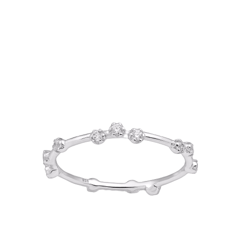 Inel din argint Sterling 925 cu diamante simulate asimetrice [1]