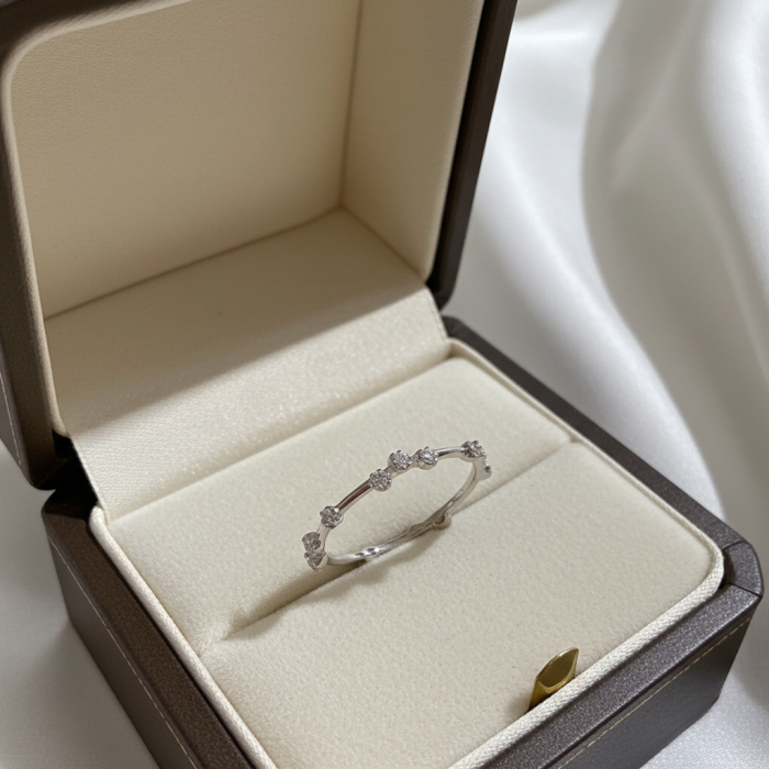 Inel din argint Sterling 925 cu diamante simulate asimetrice [3]