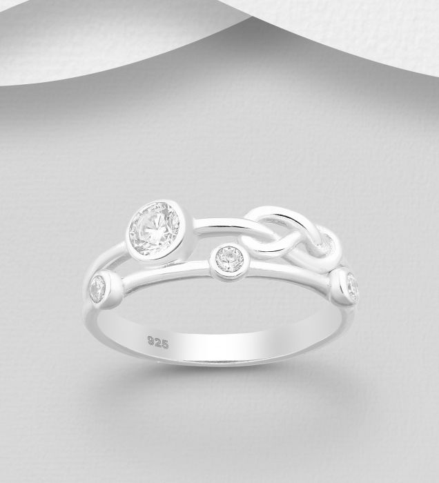 Inel Nod mic din argint Sterling 925 cu diamante simulate [1]