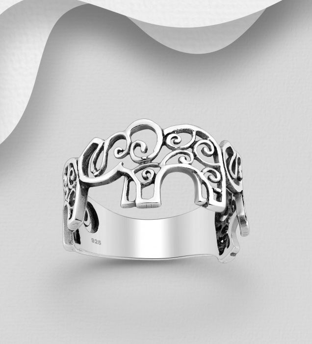 Inel Elefanti din argint Sterling 925 stil oxidat [1]