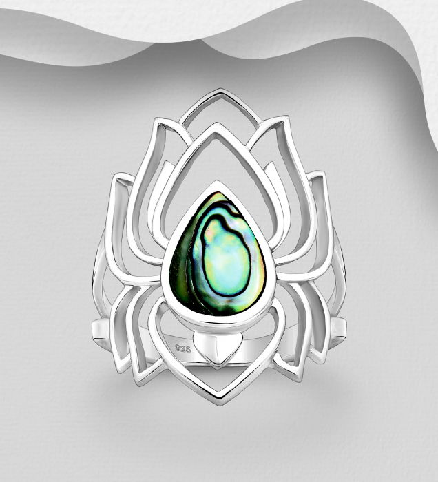 Inel Floare de Lotus din argint Sterling 925 cu sidef [5]