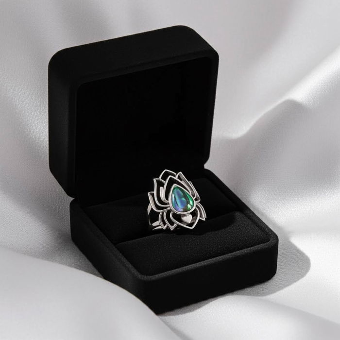 Inel Floare de Lotus din argint Sterling 925 cu sidef [4]
