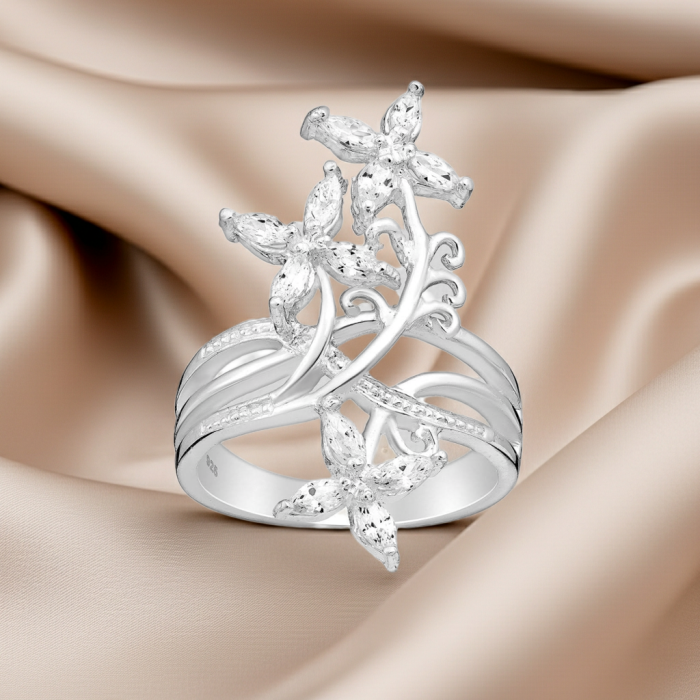 Inel Floare din argint Sterling 925 cu diamante simulate [1]