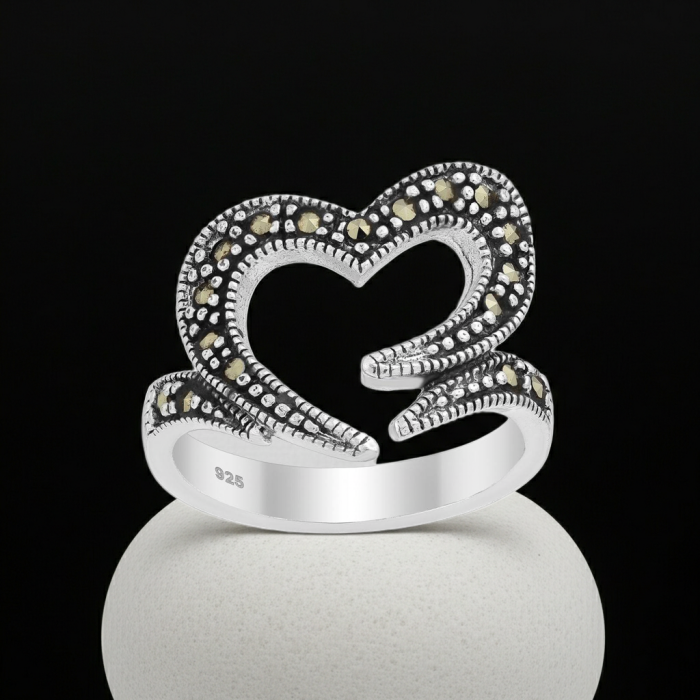 Inel Inima din argint Sterling 925 cu marcasite [3]