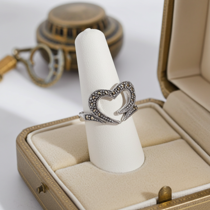 Inel Inima din argint Sterling 925 cu marcasite [4]