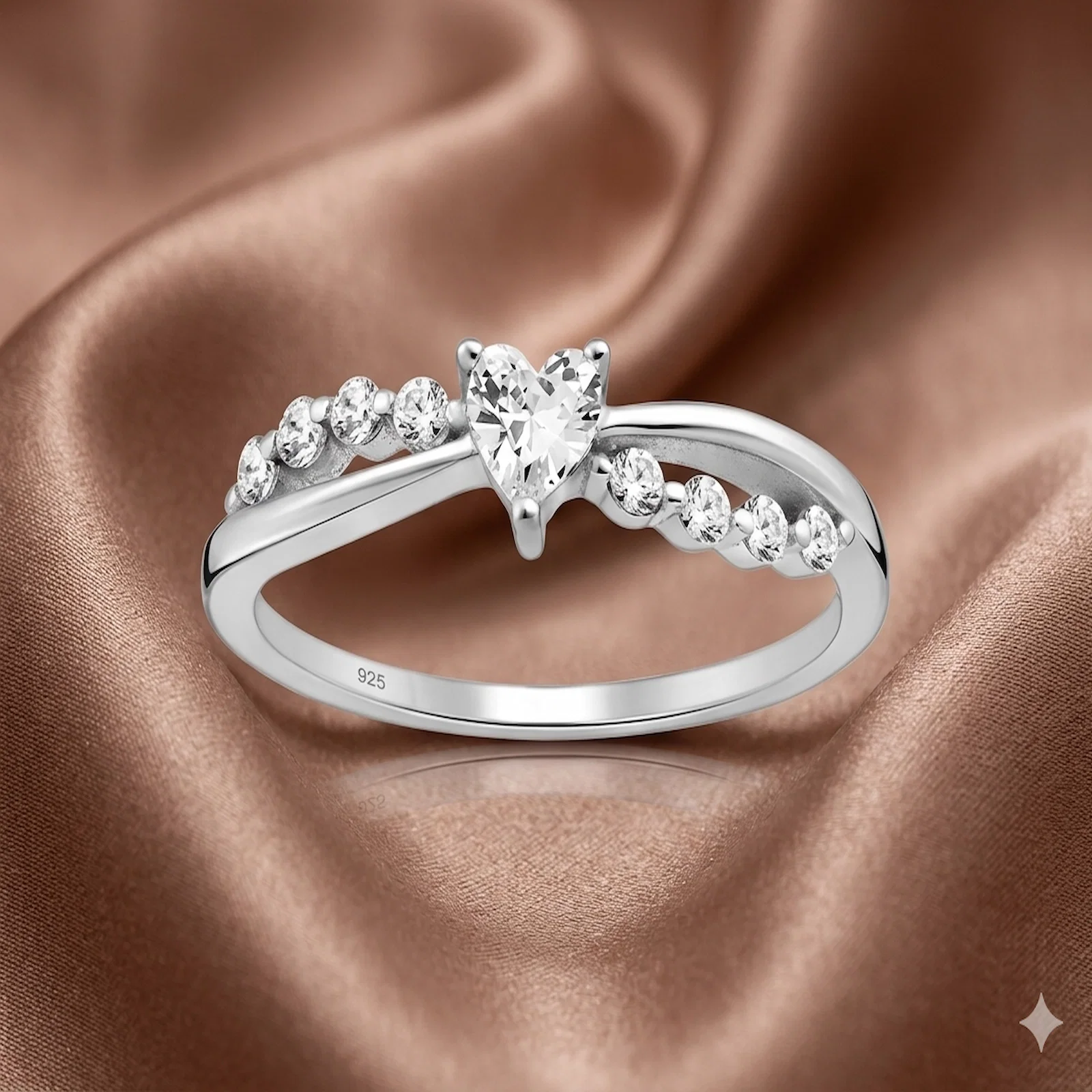 Inel Inimioara din argint Sterling 925 cu diamante simulate [1]