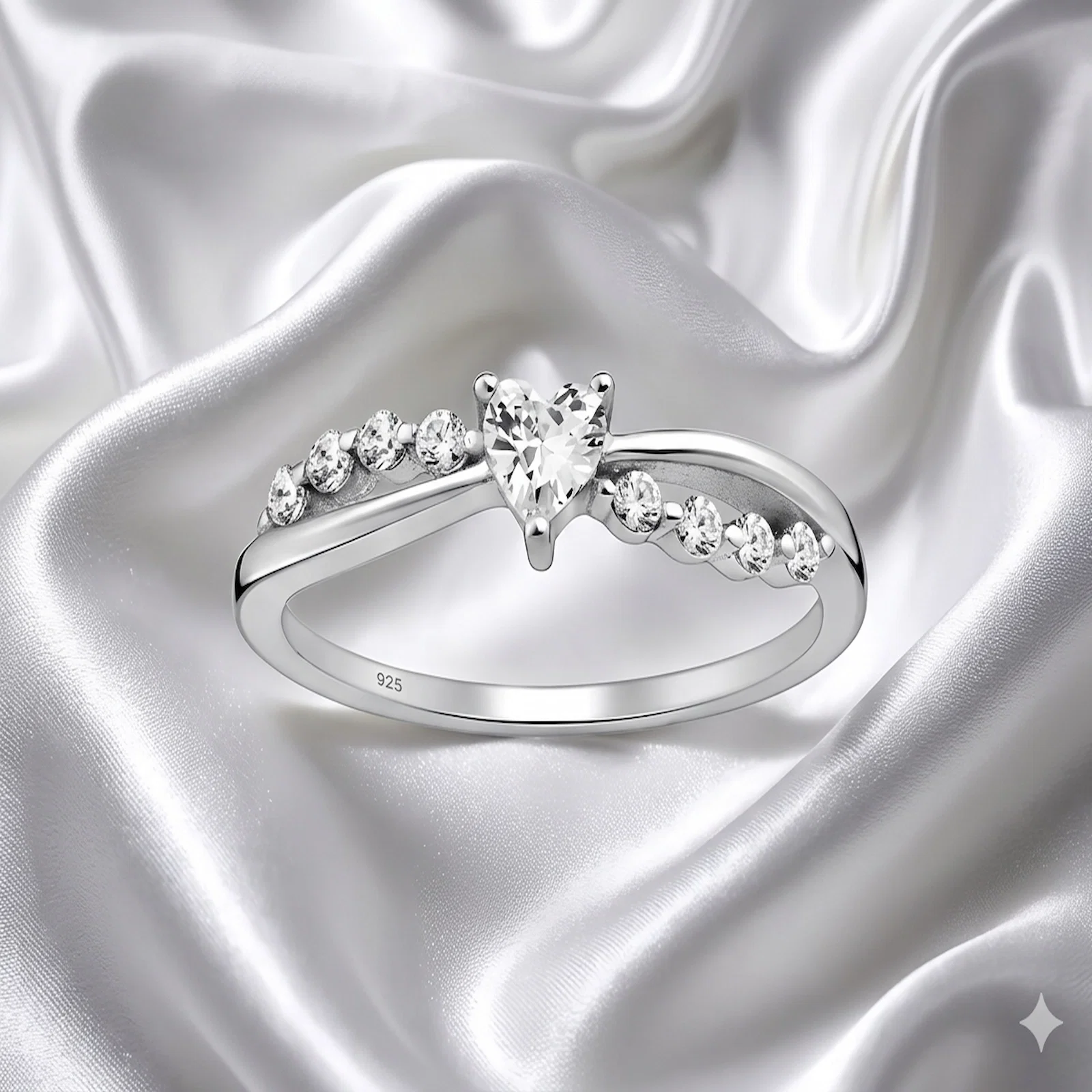 Inel Inimioara din argint Sterling 925 cu diamante simulate [4]