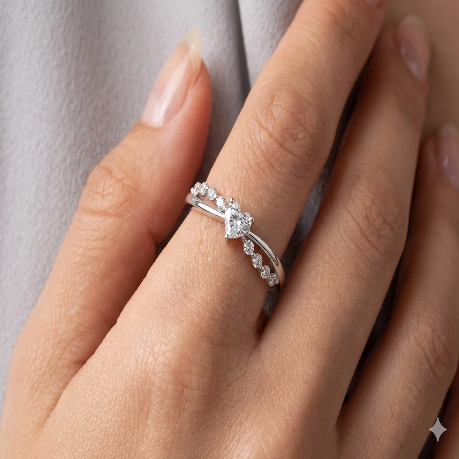 Inel Inimioara din argint Sterling 925 cu diamante simulate [2]