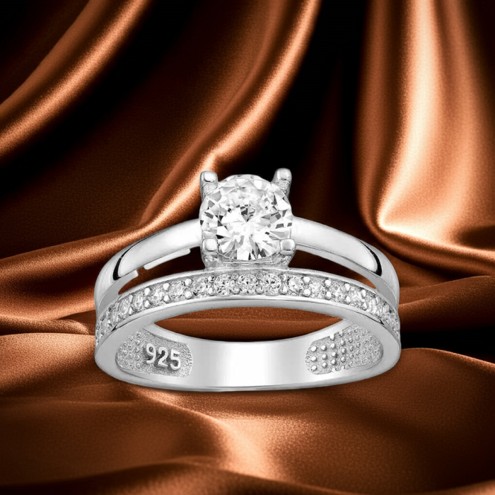 Inel Logodna din argint Sterling 925 cu diamante simulate [1]